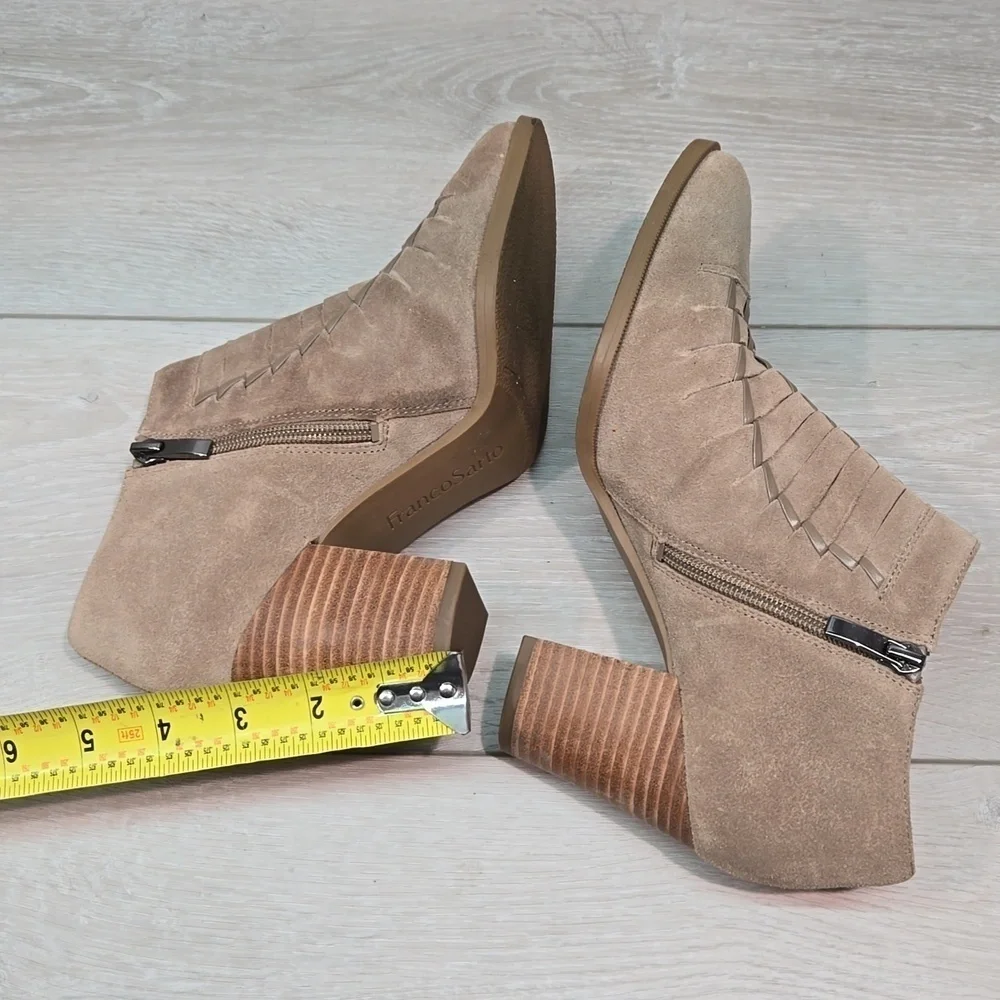 Franco Sarto Women Dimona Stitches Ankle Leather Block Heels shoes boots sz 8M
